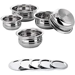 narv Biryani Handi, Milk Pot Pan Handi with Lid Set of 5 Cookware Set Patila K0 4.7 inch, 5.5 inch, 6.2 inch, 6.6 inch, 7.4 inch Lid Set, Pack of 10-picture-29