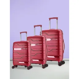 Nasher Miles Paris Hard-Sided Polypropylene  Set of 3 Maroon Trolley Bags (55, 65 & 75 cm)-image-17