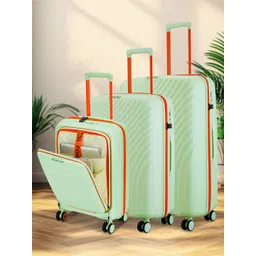 Nasher Miles Set Of 3 Capri Textured Hard-Sided Large Medium & Cabin Trolley Bags-image-7