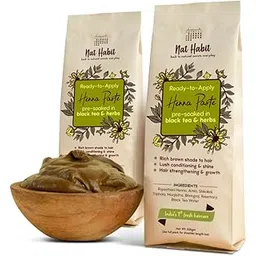 Nat Habit - Fresh Ready To Apply Henna Paste, Pre-Soaked in Black Tea and Herbs,100% Natural Rajasthani Henna, Imparts Rich Brown Shade (Pack of 2 x 220g)-picture-39