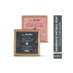 Nat Habit Set Of Brightening Milk Rosehip & Detox Charcoal Butter Bath Soaps Combo-picture-11