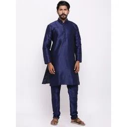 Nation Polo Club Men Navy Blue Self Design Kurta with Churidar-picture-19