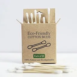 NATSBYTE Eco Friendly 80 Pcs Cotton Ear Buds with Bamboo Sticks and Dual Cotton Tipped Applicators made with Organic Cotton, Recyclable & Biodegradable Wooden Cotton Swaps for Ear Cleaning and Beauty-picture-51