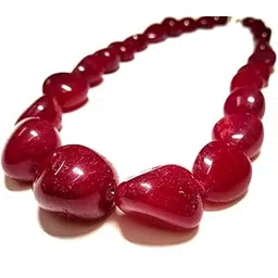 Natural 7x10mm Red Ruby Quarts Necklace 19 Inch Tumble Beads,Shine & bright Gemstone Handmade Necklace for Girls & Women-picture-19