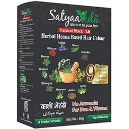Natural Black Herbal Hair Colour-Ammonia-Free Color, 9 Ayurvedic Herbs | Amla, Reetha, Shikakai, Aloe Vera | Hair Dye for Women & Men I 60g-picture-53