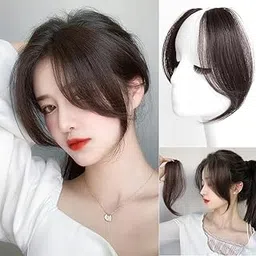 Natural Black Side Bangs Hair Extensions for Women Clip in Front Fringe Extension (9.8 Inch, 2 Piece Set)-picture-24