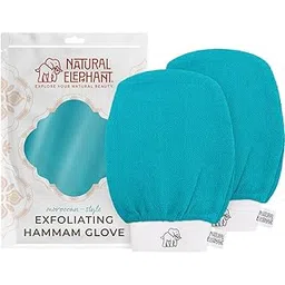 Natural Elephant Exfoliating Hammam Glove - Face and Body Exfoliator Mitt Teal Waves (Pack of 2)-picture-38