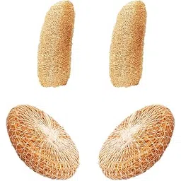 Natural Loofah - Ridge Gourd Scrubber - Body Scrubber for Bathing - Loofah for Bathing 2 Pieces - Vetiver (Ramacham) Bath Scrubber 2 Pieces – Natural Vettiver (Khus) Root and Luffa (peerkangai) Bath scrub is Stress Relief Body Cooler and Fragrance (Loofah 2 and Vetiver 2)-picture-56