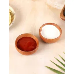 NATURALLYOURS Brown Acacia Wood Small Dip Bowl - Set of 2-picture-22