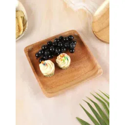 NATURALLYOURS Brown Acacia Wood Square Plate - Set of 2-picture-18