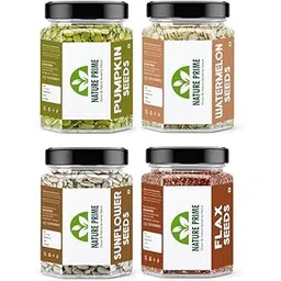 Nature Prime Raw Seeds for Eating Combo Pack - 1kg (Pumpkin Seeds, Flax Seeds, Watermelon Seeds, Sunflower Seeds - 250gm Each, Pack of 4) Jar Pack (250g*4)-picture-28