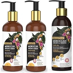 NatureDfine Anti Hair Fall Control Range with Moroccan Argan & Onion OIl (Shampoo 300ML,Conditioner 300ML,& Hair Oil 200ML) Pack of 3-picture-34