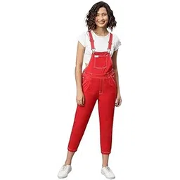 naughty dungaree Women's Full-Length Red Cotton Dungaree | Regular Fit Red Dungaree for Women | Cotton Dungaree for Women (Tshirt Not Included)-picture-21