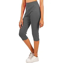 naughty little Womens Solid Plain Tights Stretchable Lycra Capri Free Size (Best Fit to the Waist Size 26 inch to 36 inches) (Pack of 1)-picture-50