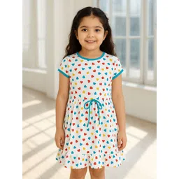 Naughty Ninos Girls Heart Printed Cotton Tie-Ups Fit & Flare Above Knee Round Neck Dress-picture-33