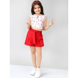 Naughty Ninos Girls Printed Round Neck Pure Cotton Top With Shorts-picture-18