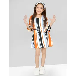 Naughty Ninos Girls Striped Belted Bell Sleeves A-Line Dress-picture-28