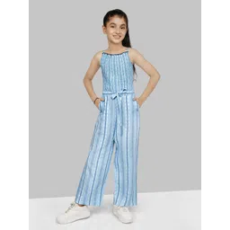Naughty Ninos Girls Striped Shoulder Straps Waist Tie Ups Pure Cotton Basic Jumpsuit-picture-24