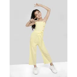 Naughty Ninos Girls Striped Shoulder Straps Waist Tie Ups Pure Cotton Jumpsuit-picture-26