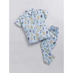 NAUTI KIDZ Boys Printed Lapel Collar Pure Cotton Night Suit-picture-31