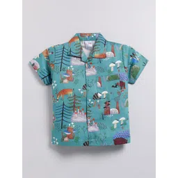NAUTI KIDZ Boys Printed Printed Shirt Collar Short Sleeves Pure Cotton Night suit image 3