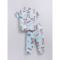 NAUTI KIDZ Boys Printed Pure Cotton Shirt Collar Night suit-picture-39
