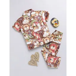 NAUTI KIDZ Boys Printed Pure Cotton Shirt Collar Night suit-picture-28