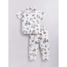 NAUTI KIDZ Boys Printed Pure Cotton Shirt Collar Night suit-picture-16