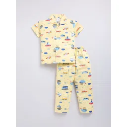 NAUTI KIDZ Boys Printed Shirt Collar Half Sleeves Pure Cotton Night suit-picture-24