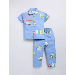 NAUTI KIDZ Boys Printed Shirt Collar Half Sleeves Pure Cotton Night suit-picture-23