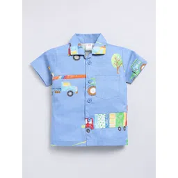 NAUTI KIDZ Boys Printed Shirt Collar Half Sleeves Pure Cotton Night suit image 4