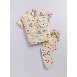 NAUTI KIDZ Boys Printed Shirt Collar Pure Cotton Night Suit-picture-50