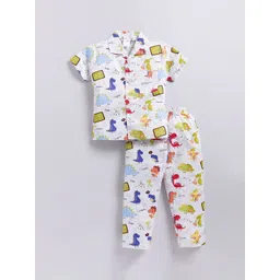NAUTI KIDZ Boys Printed Shirt Collar Pure Cotton Night Suit-picture-38