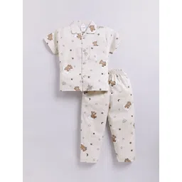 NAUTI KIDZ Boys Printed Shirt Collar Pure Cotton Night Suit-picture-32
