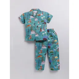 NAUTI KIDZ Boys Printed Shirt Collar Pure Cotton Night Suit-picture-37