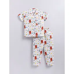 NAUTI KIDZ Boys Printed Shirt Collar Pure Cotton Night Suit-picture-35