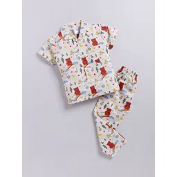 NAUTI KIDZ Boys Printed Shirt Collar Pure Cotton Night Suit-picture-36