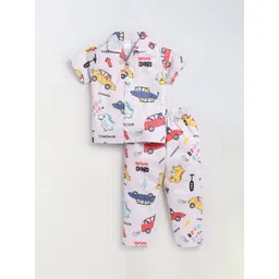 NAUTI KIDZ Boys Printed Shirt Collar Short Sleeves Pure Cotton Night suit-picture-14