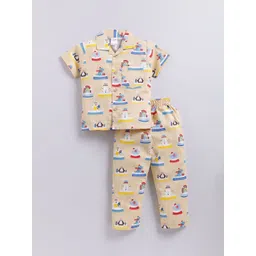 NAUTI KIDZ Boys Printed Shirt Collar Short Sleeves Pure Cotton Night suit-picture-15