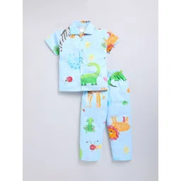 NAUTI KIDZ Boys Pure Cotton Printed  Shirt Collar Short Sleeves Night suit-picture-16