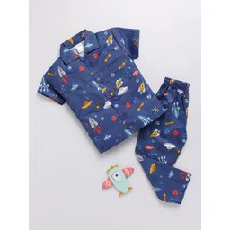 NAUTI KIDZ Boys Pure Cotton Printed  Shirt Collar Short Sleeves Night suit-picture-17