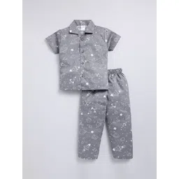 NAUTI KIDZ Boys Pure Cotton Shirt Collar Printed Night Suit-picture-21