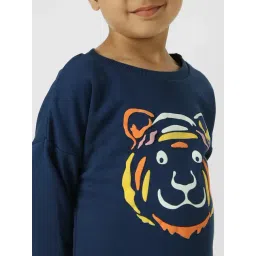 Nauti Nati Boys Navy Blue Printed Regular Fit Sweatshirt image 4