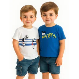 Nauti Nati Boys Pack Of 2 Mickey Mouse Printed Antimicrobial Cotton T-shirt-picture-15