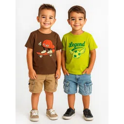 Nauti Nati Boys Pack of 2 Printed Antimicrobial Cotton T-shirt-picture-26