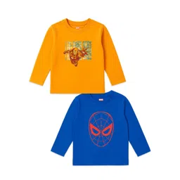 Nauti Nati Boys Pack of 2 Spider-Man Graphic Printed Round Neck Cotton T-shirts-picture-38