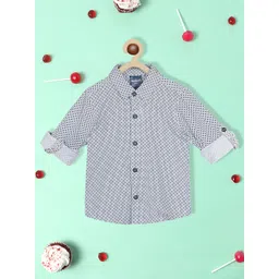 Nauti Nati Boys Standard Geometric Printed Roll Up Sleeves Pure Cotton Casual Shirt-picture-20