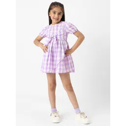 Nauti Nati Checked Puff Sleeve Fit & Flare Dress-picture-56