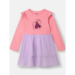 Nauti Nati Girl Frozen Graphic Printed Fit and Flare Dress | Full Sleeves | Age 56 Years-picture-20