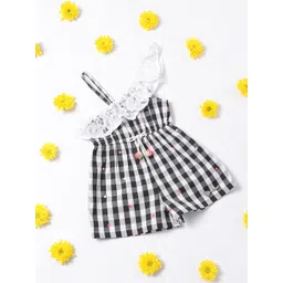 Nauti Nati Girls Checked One Shoulder with Ruffles Pure Cotton Jumpsuit-picture-22